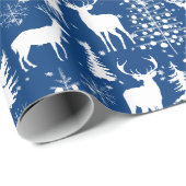 青と白の森トナカイ ラッピングペーパー (ロールコーナー)