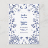 青と白の植物園デイトポストを保存 ポストカード (正面)