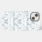 青と白の模様入り壁紙 iPhoneケース (裏面横)