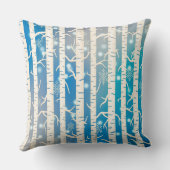 青と白の樺の木の木と雪 クッション (裏面)