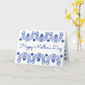 青と白の母の日 カード (黄色い花)