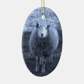青と白の母の羊 セラミックオーナメント (右)