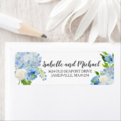 青と白の水のカラー差出人住所ラベル ラベル (インサイチュ)