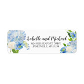 青と白の水のカラー差出人住所ラベル ラベル (正面)