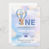 青と白の水の色のミニマリスト 招待状 (正面/裏面)