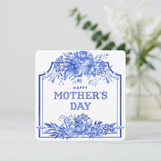 青と白の水の色の母の日カード シーズンカード (スタンド正面)