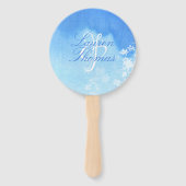 青と白の水の色の繊細な葉 ハンドファン (裏面)