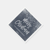 青と白の水の色クリスマススクリプトの休日 スタンダードカクテルナプキン (角)