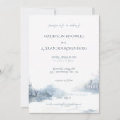 青と白の水の色結婚とRSVP付き 招待状 (正面)