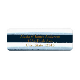 青と白の水カラーのストライプ住所 シール