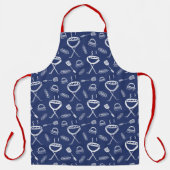 青と白の水カラーBBQエプロン エプロン (正面)