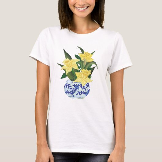 青と白の水仙 Tシャツ (正面)