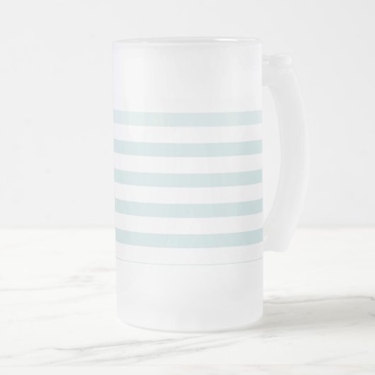 青と白の水平ストライプ フロストグラスビールジョッキ (正面右)