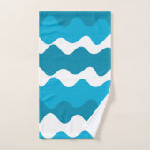 青と白の水平波のパターン バスタオルセット (ハンドタオル)