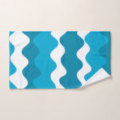 青と白の水平波のパターン バスタオルセット (ハンドタオル)