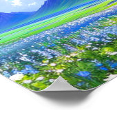 青と白の水平線 ポスター (角)