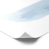 青と白の水彩傘 – 海子供部屋 ポスター (角)