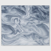 青と白の水彩大理石 ラッピングペーパー (フラット)