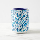 青と白の水彩植物学 マグカップ (中央)