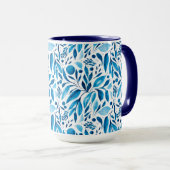 青と白の水彩植物学 マグカップ (正面右)