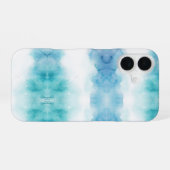 青と白の水彩画が特徴のスマホケース iPhone 16ケース (裏面横)
