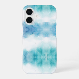 青と白の水彩画が特徴のスマホケース iPhone 16ケース