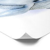 青と白の水彩画のホッコクアカミクジラ ポスター (角)