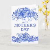 青と白の水彩画の母の日 カード (黄色い花)