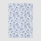 青と白の水彩画風の野の花のフラワーパターン 薄葉紙 (正面)