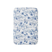青と白の水彩画風の野の花 フラワー バスマット (正面縦)