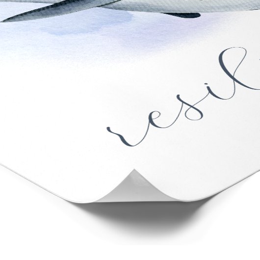 青と白の水彩色のオルカキラーホワイト ポスター (角)