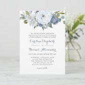 青と白の水彩花のエレガントな結婚式 招待状 (スタンド正面)