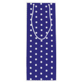 青と白の水玉模様パターン ワインギフトバッグ (裏面)