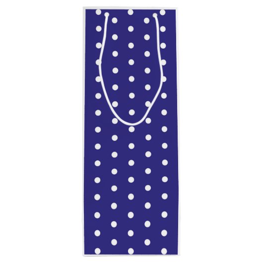 青と白の水玉模様パターン ワインギフトバッグ (裏面)