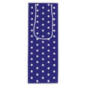 青と白の水玉模様パターン ワインギフトバッグ (正面)