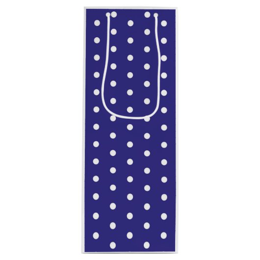 青と白の水玉模様パターン ワインギフトバッグ (正面)