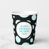 青と白の水玉模様モダン円 紙コップ (裏面)