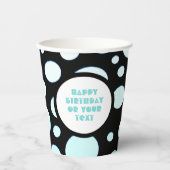 青と白の水玉模様モダン円 紙コップ (正面)