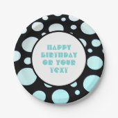 青と白の水玉模様レトロモダンおもしろい ペーパープレート (正面)