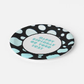 青と白の水玉模様レトロモダンおもしろい ペーパープレート (アングル)