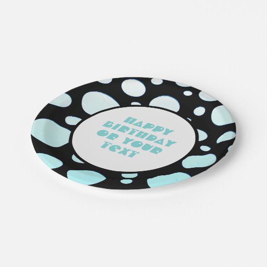 青と白の水玉模様レトロモダンおもしろい ペーパープレート (アングル)