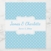 青と白の水玉模様ワインラベル ワインラベル (シングルラベル)