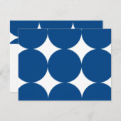 青と白の水玉模様結婚式のモダンRSVPカード 出欠カード (正面/裏面)