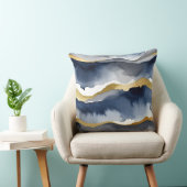 青と白の水色と金ゴールドアクセント クッション (椅子)