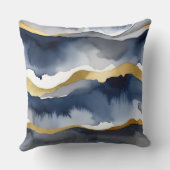 青と白の水色と金ゴールドアクセント クッション (裏面)