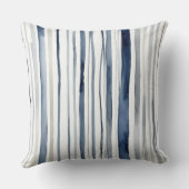 青と白の水色のストライプ クッション (裏面)