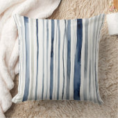 青と白の水色のストライプ クッション (ブランケット)