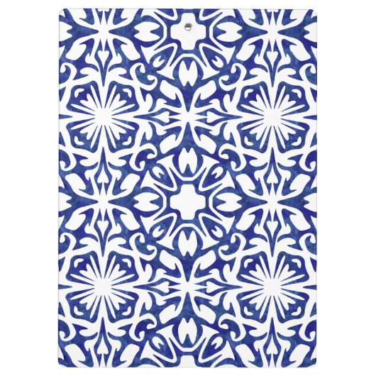 青と白の水色のタイルのパタスペインのーン クリップボード (裏面)