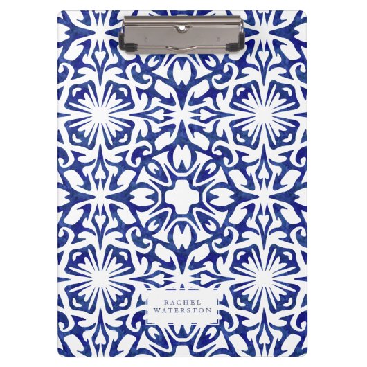青と白の水色のタイルのパタスペインのーン クリップボード (正面)