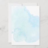 青と白の水色のフローラブライダルシャワー 招待状 (裏面)